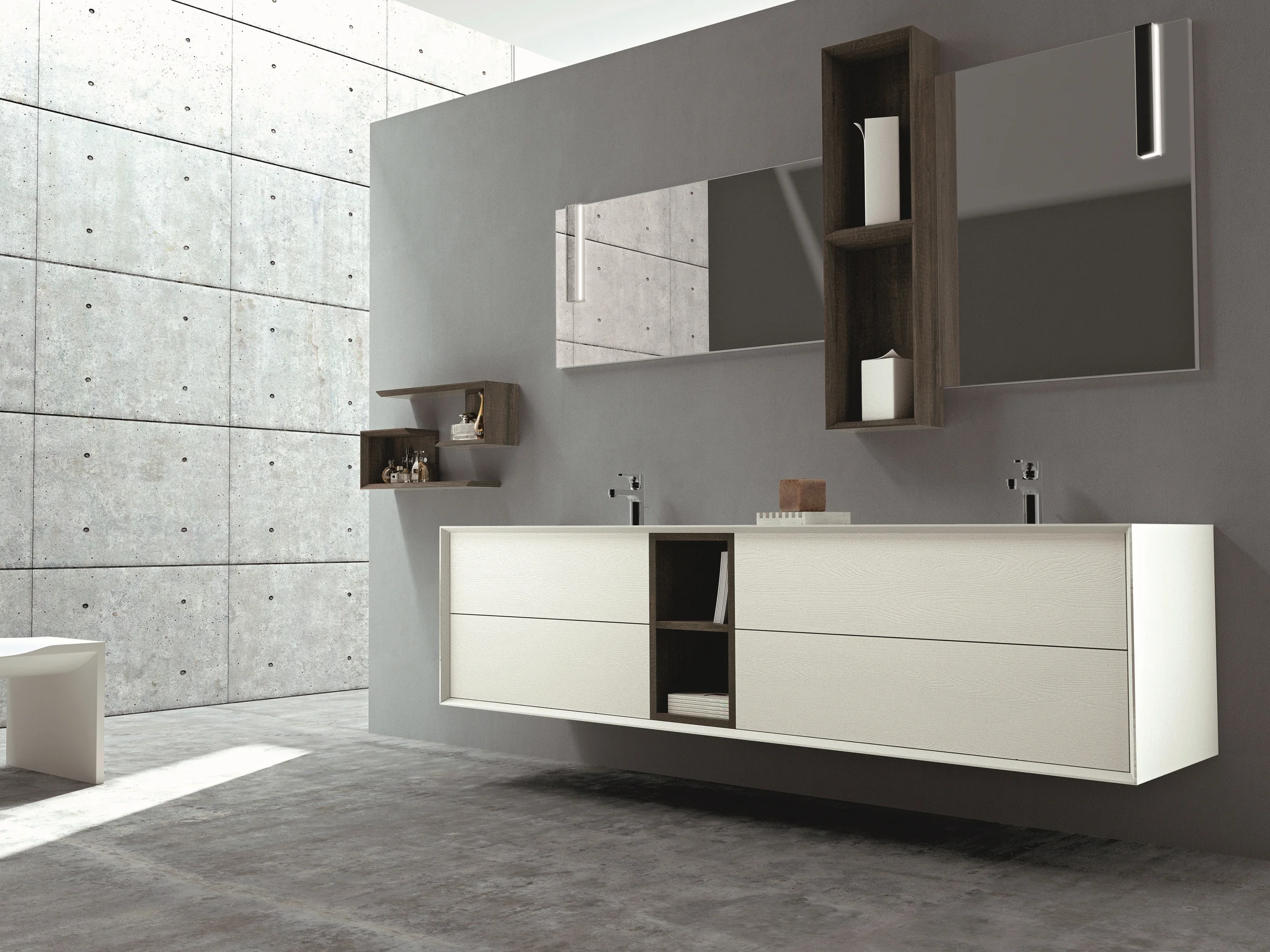 EDGE-MODULA Möbelwaschtisch mit fugenloser SolidTek-Oberfläche