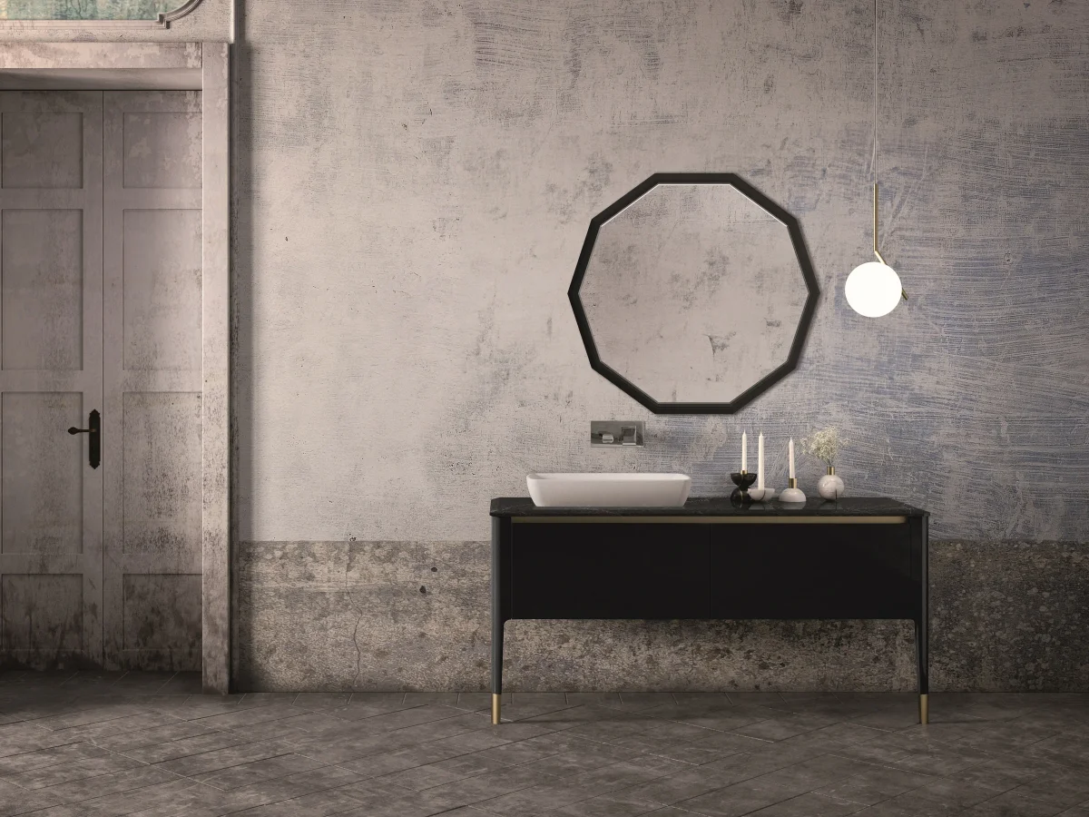 Waschtisch mit Auflagebecken, Serie ART, 154 x 52 cm. Individuell geplanter Waschplatz nach Maß.