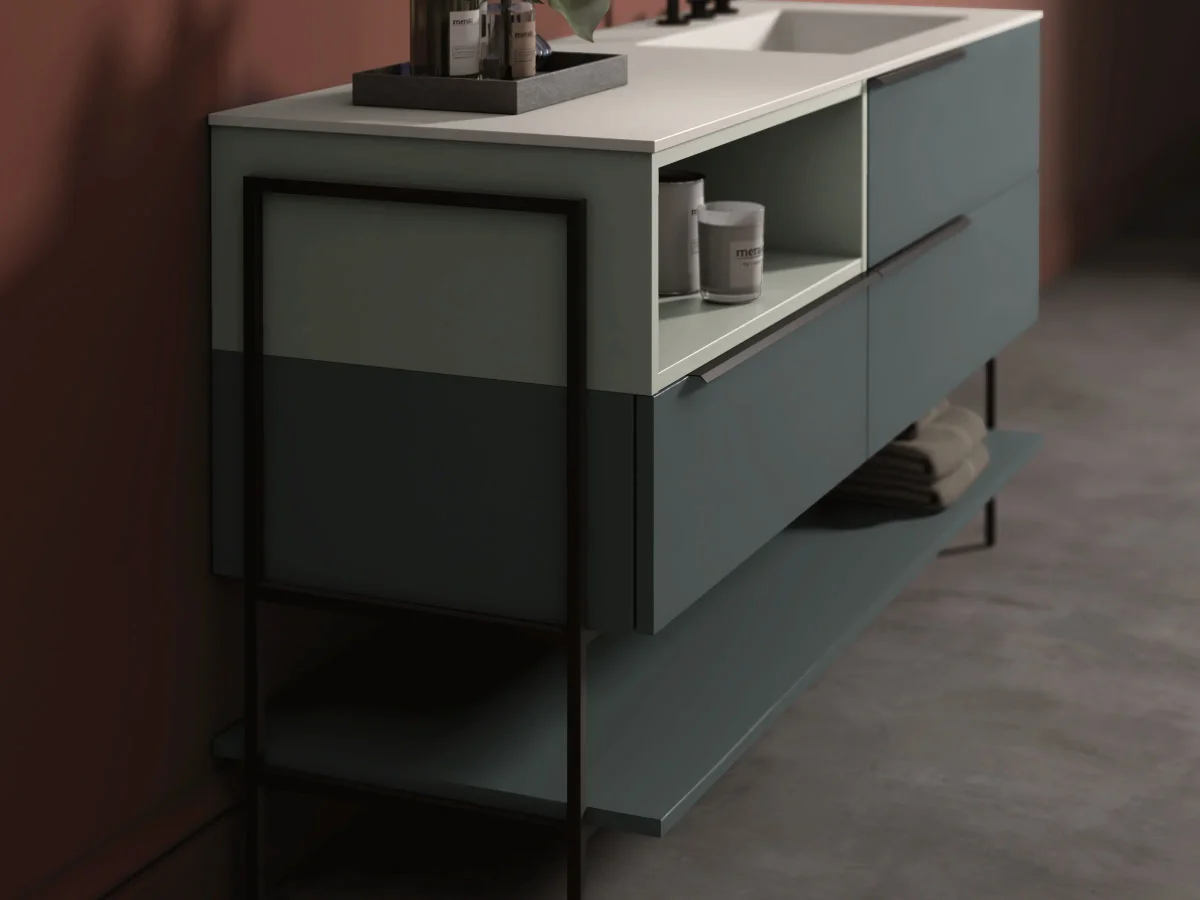 Waschplatz OLA NW2_13B aus Lava & Concrete mit 171 cm Breite und Spiegel LUX