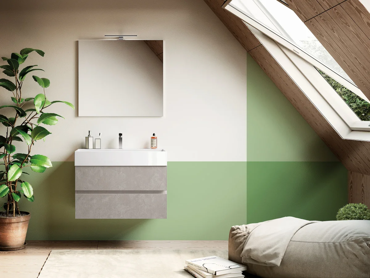 Waschplatz U&D 12 mit 80 cm Breite und Spiegel LUX