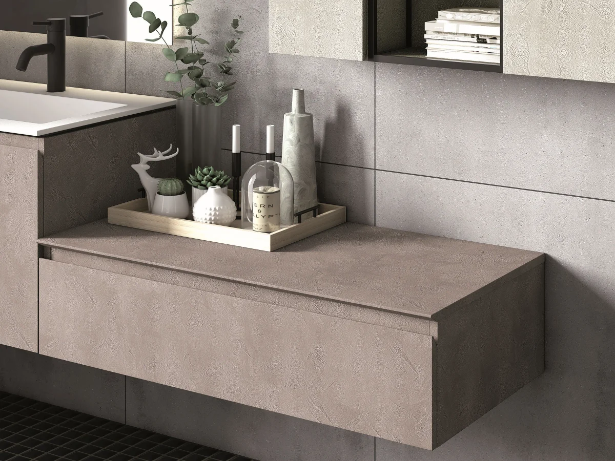 Waschplatz YOUNG NW2_10 aus Lava & Concrete mit 170 cm Breite und Spiegel LUX