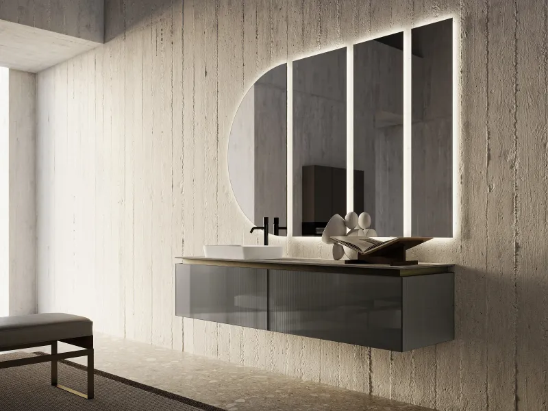 Waschtisch mit Auflagebecken, Serie ALTO, 180 x 52 cm. Individuell geplanter Waschplatz nach Maß.