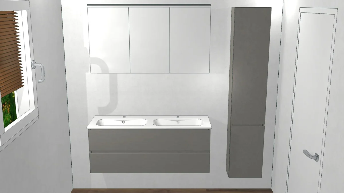 3D-Planung: 122 cm Doppelwaschtisch in Aarau