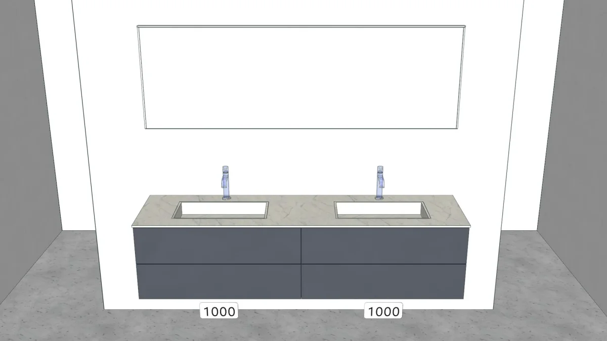3D-Planung: 200 cm GRESS-Doppelwaschtisch in Degerloch