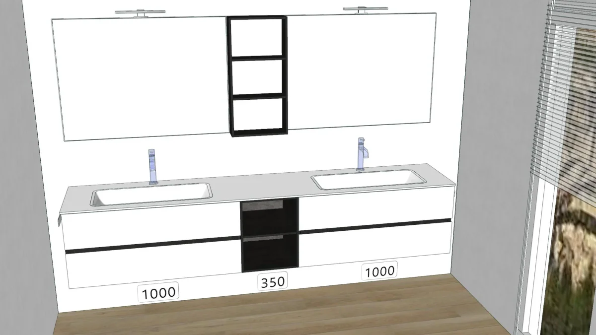 3D-Planung: 236 cm Doppelwaschtisch in Freiberg