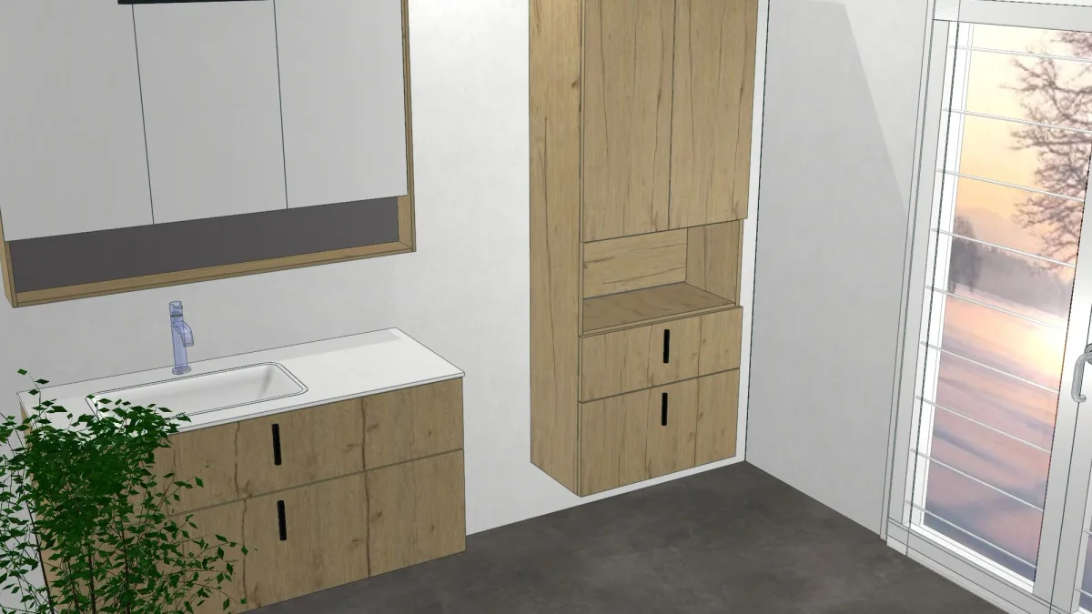 SolidTek Waschplatz - Waschtisch mit Unterschrank