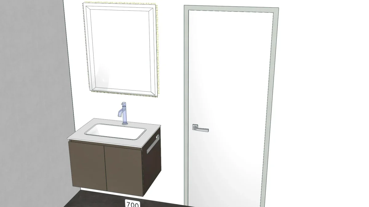 3D-Planung: Kleiner Gäste-WC-Waschplatz mit Türen in Landshut