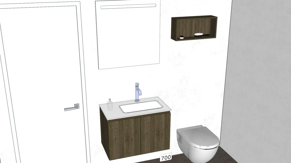 3D-Planung: 70 cm OCRITECH-Waschtisch mit 40 cm Tiefe in Metterzimmern