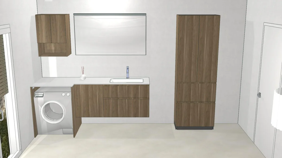 3D-Planung: Waschplatz mit Waschmaschine in Risch
