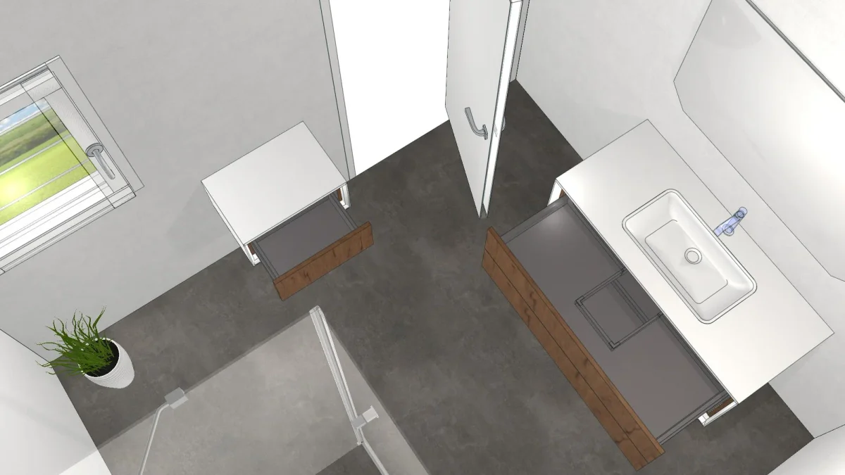 SolidTek Waschplatz - Waschtisch mit Unterschrank