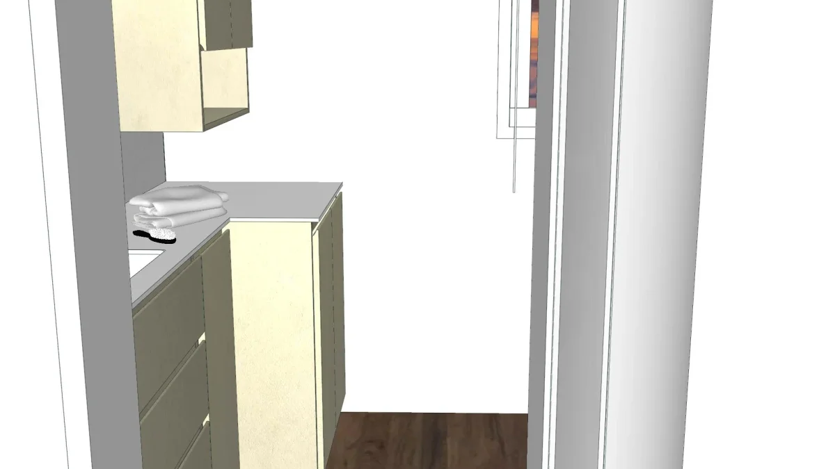 Waschplatz mit Waschmaschine - Waschtisch mit Unterschrank