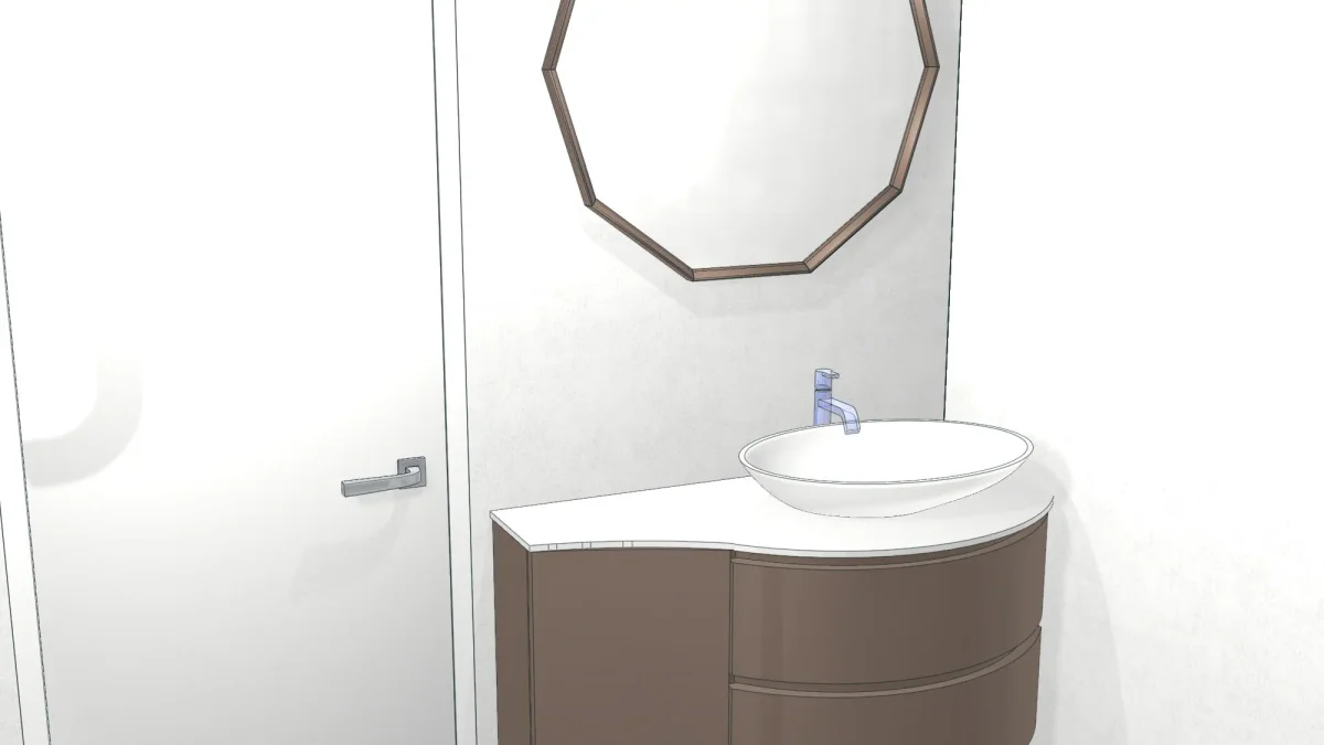 gerundeter Waschplatz - Waschtisch mit Auflagebecken
