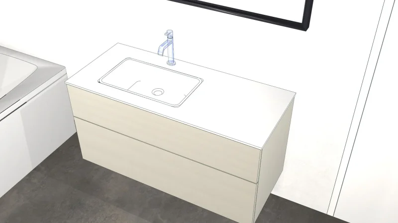 Material: CORIAN · Farbe/Dekor: weiß matt