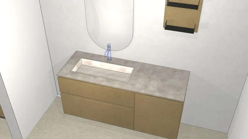 Waschtisch aus HPL in Dekor H068 mit Becken Infinity HPM3