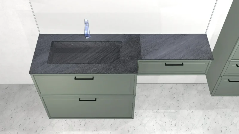 Waschtisch aus HPL in Dekor H060 mit Becken VEGA HPV3