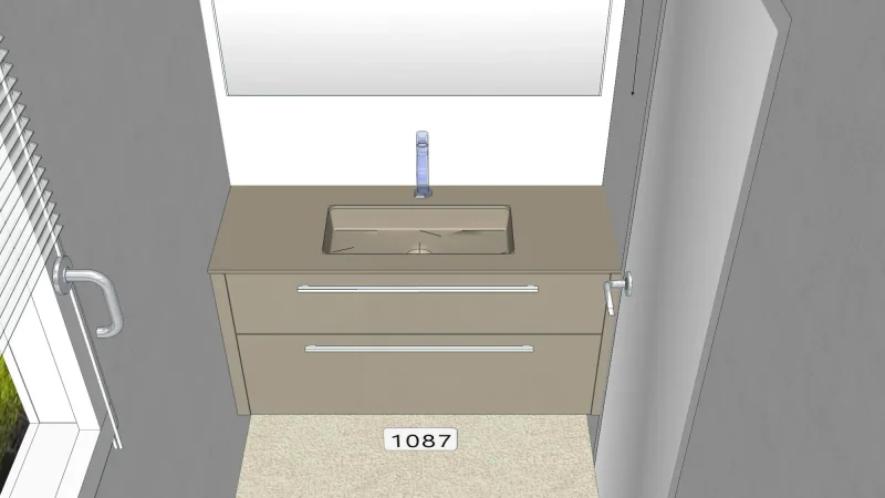 Waschtisch aus MINERALTEK in L056 matt mit Becken R10 und Stand-Armatur