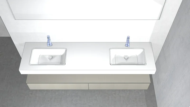Waschtisch aus CORIAN weiß matt mit Becken BOB54