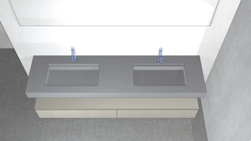Waschtisch aus MINERALTEK Farbe L011 matt mit Becken CUT60