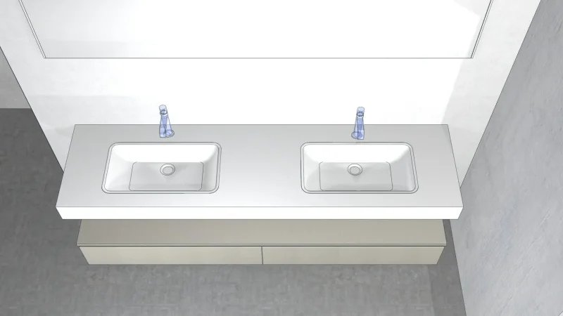 Waschtisch aus SolidTek weiß matt mit Becken PHONE