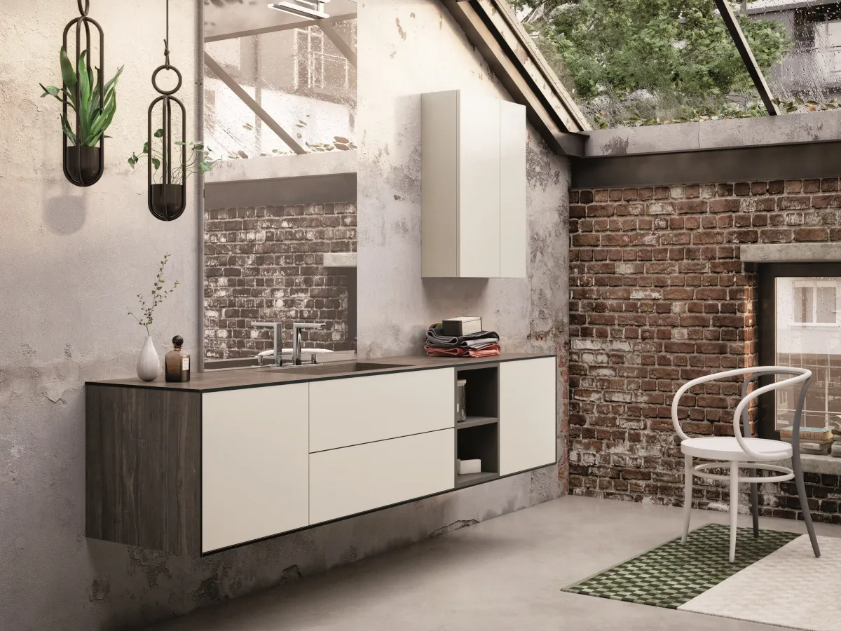 EDGE-LeCornici 01/B – Modularer Waschplatz mit Türen, Auszügen und offenem Element