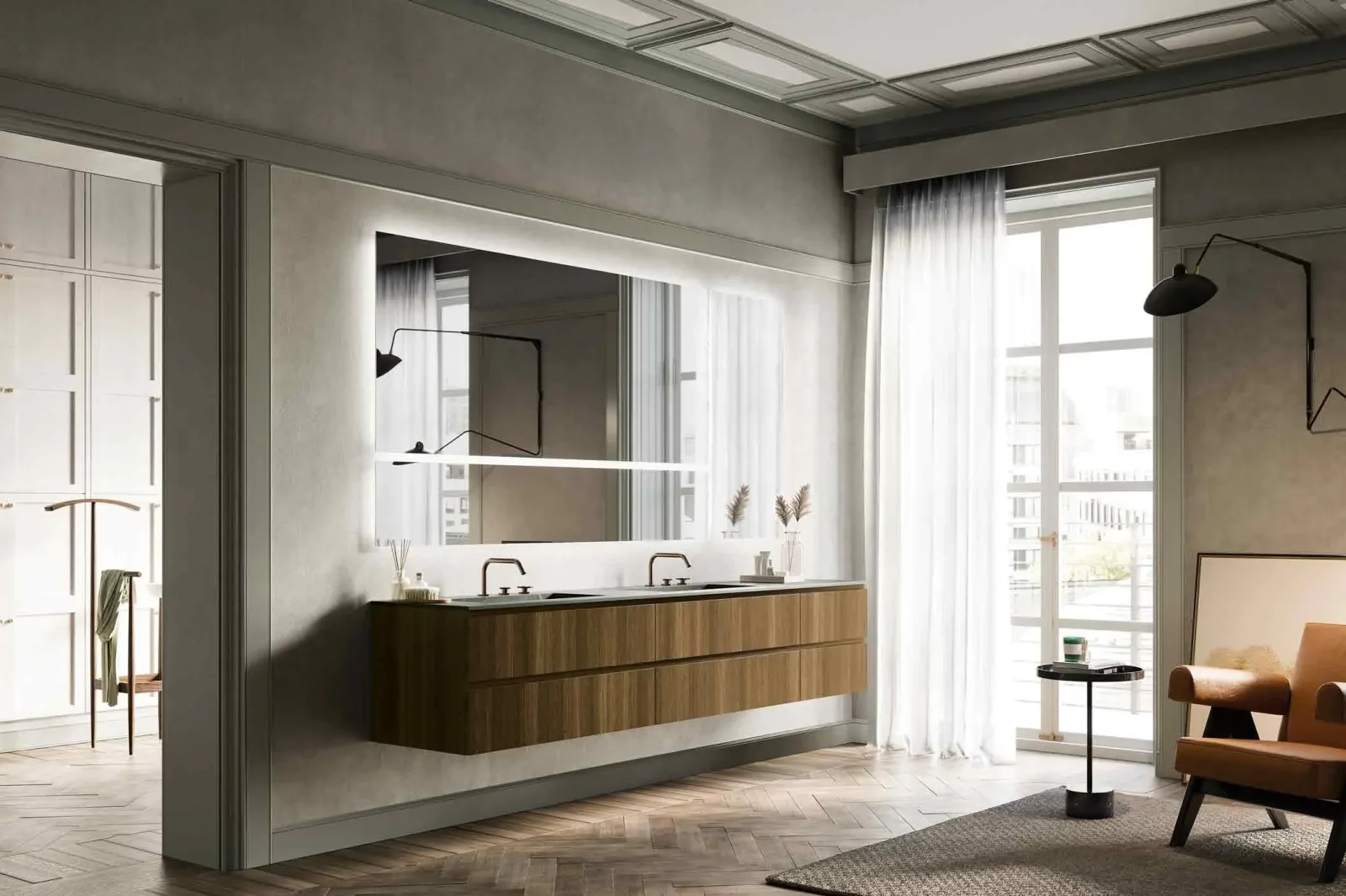 YOUNG 21-01: Fugenloser Doppelwaschtisch in Gress