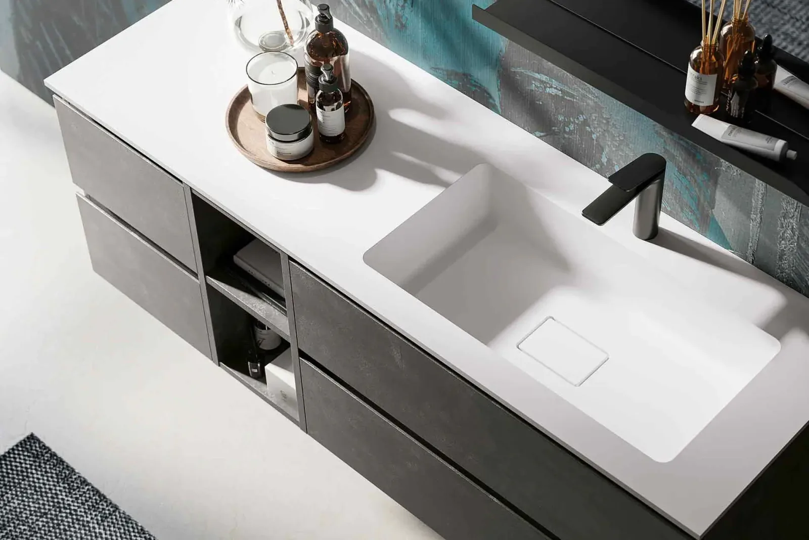 YOUNG 21-14/B: Fugenloser Möbelwaschtisch in Ocritech