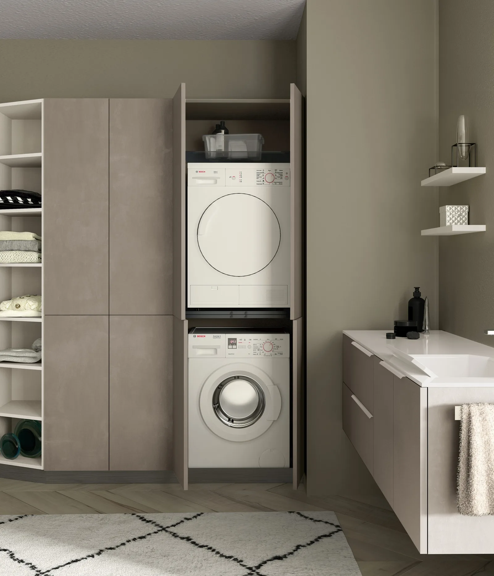 Waschmaschinenschrank offen