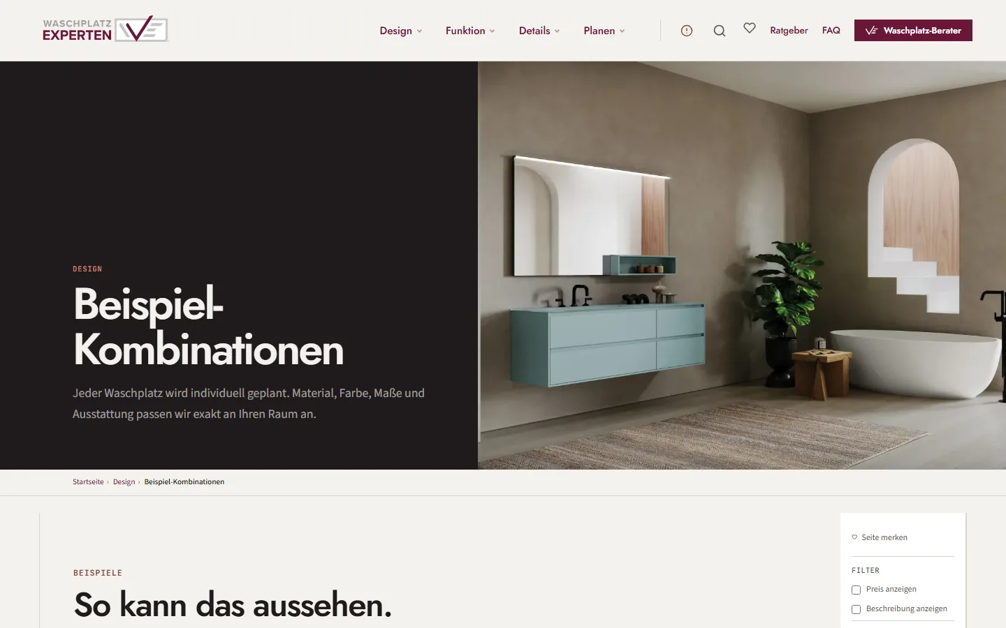 Beispiel-Kombinationen auf waschplatz-experten.com