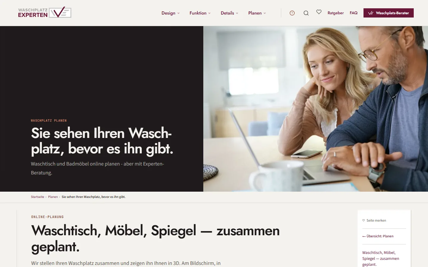 Paar bei der persönlichen Online-Planung des Waschplatzes
