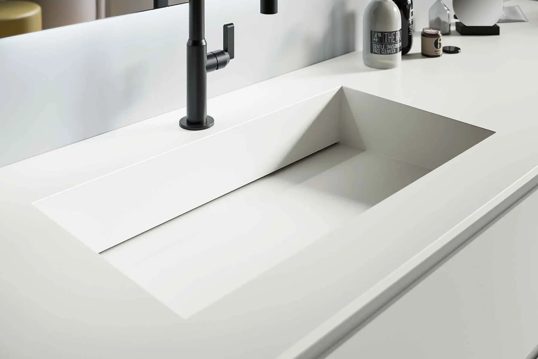 Becken mit Schlitzablauf Ablaufrinne SolidTek wie Corian Verdeckter Ablauf