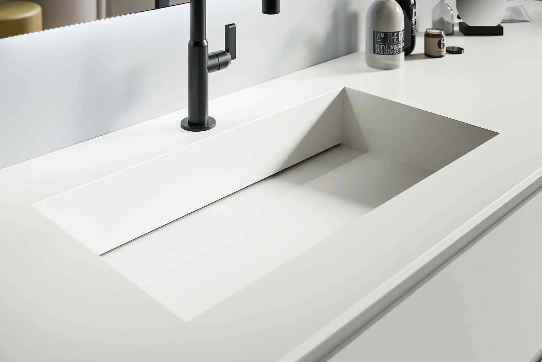 Becken mit Schlitzablauf Ablaufrinne SolidTek wie Corian