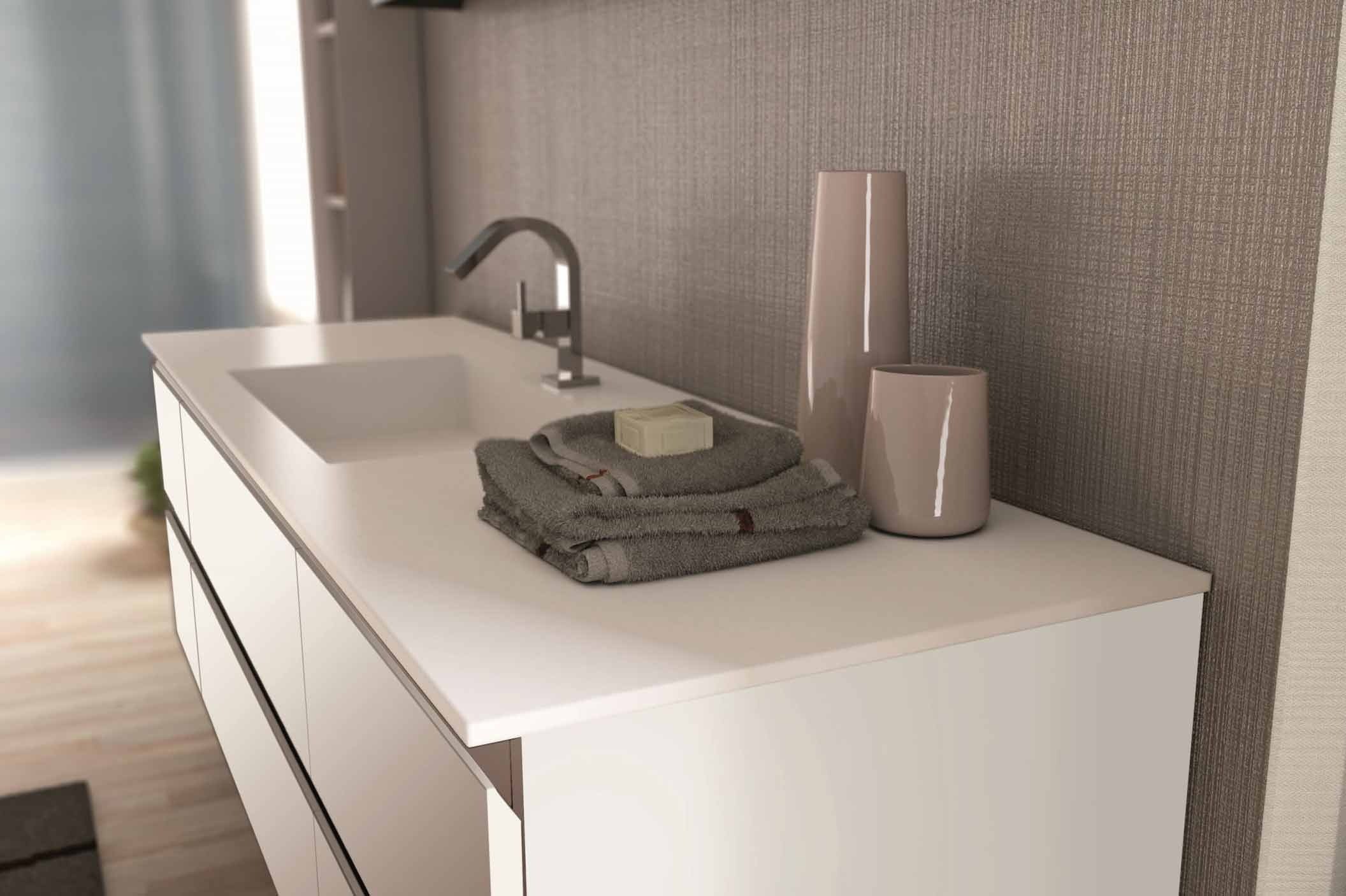 Tecnoril-Waschtisch weiß matt Solidtek auch auf Maß Alternative zu Corian Tecnoril-Waschtisch weiß matt Solidtek auch auf Maß Alternative zu Corian