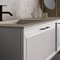Waschtisch in Betonoptik mit fugenlos integriertem Becken