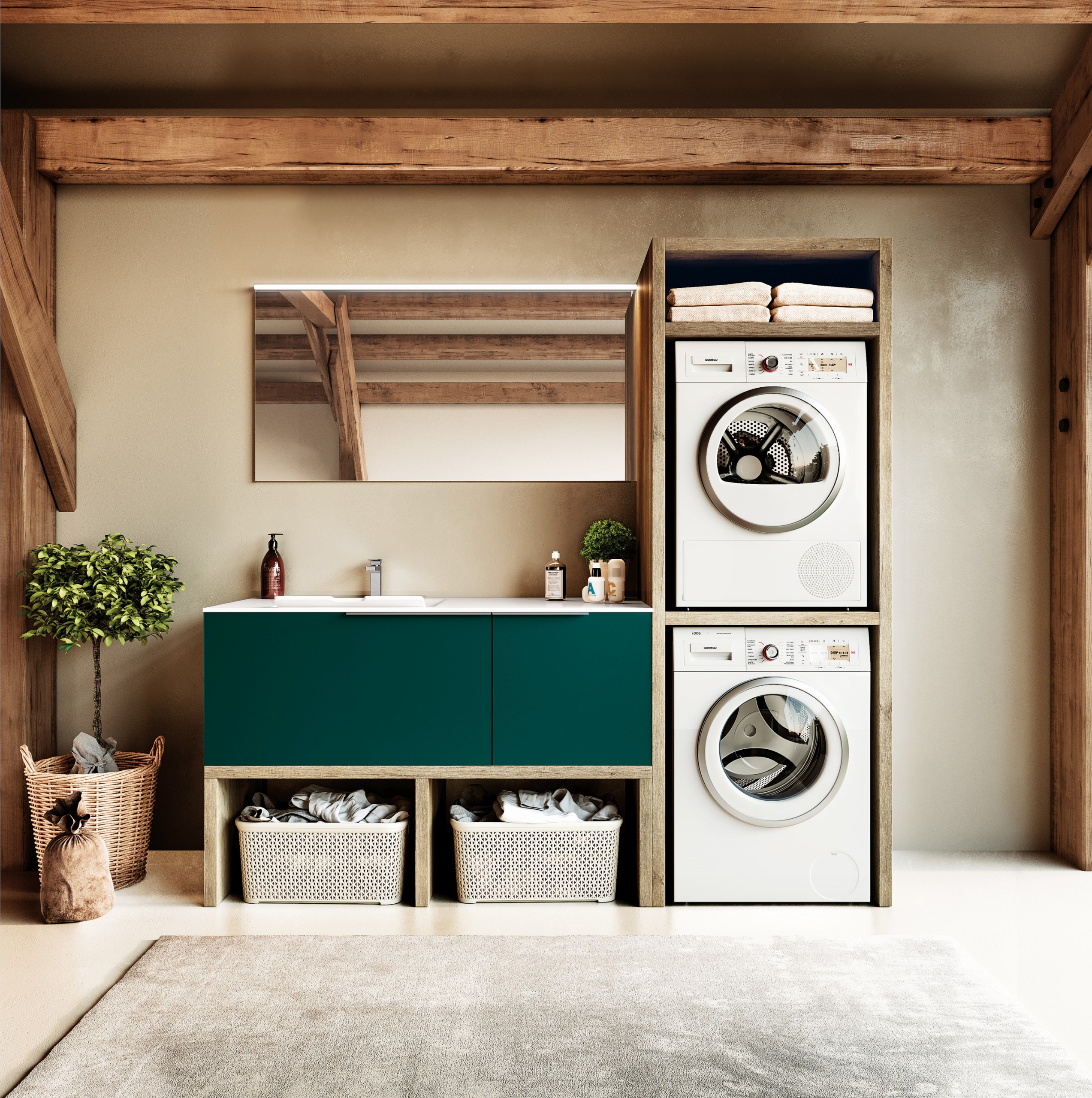 Waschmaschinenschrank für den Hauswirtschaftsraum gerne mit Waschbecken für die Waschküche