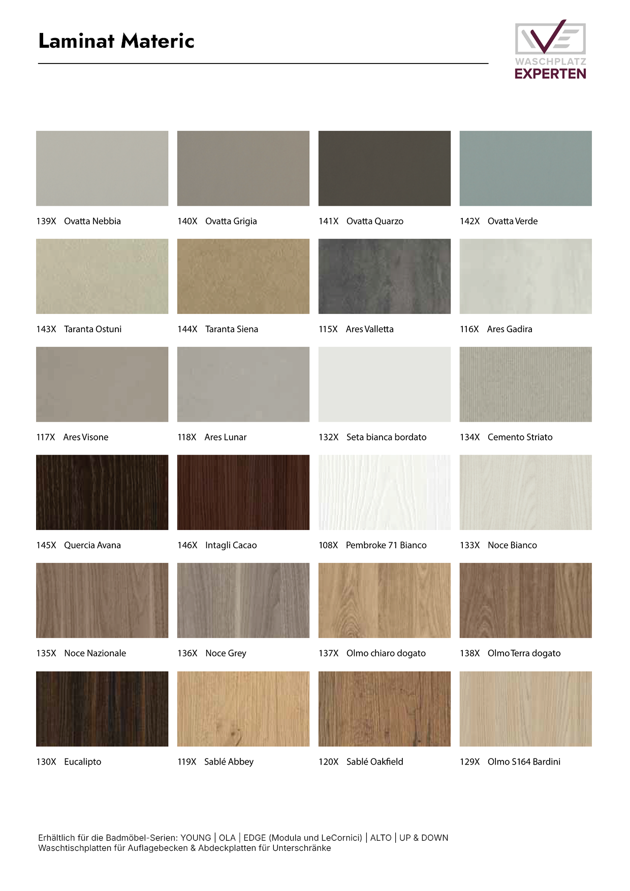 Laminat Materic 2025- Waschplatz-Experten Badmöbel Farben Laminat Materic